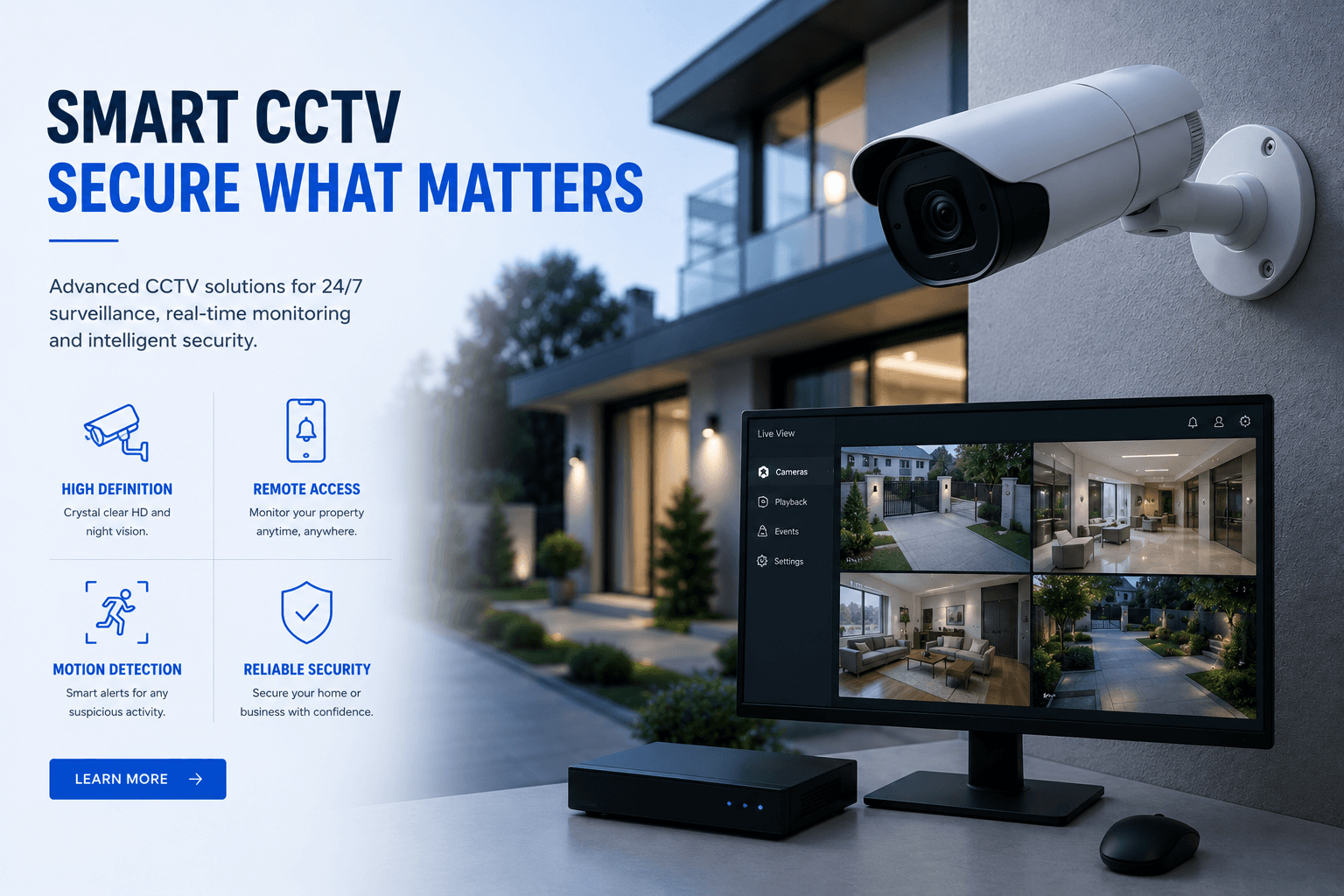 CCTV security camera installation on commercial building